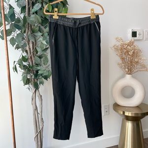 Leather trim pants